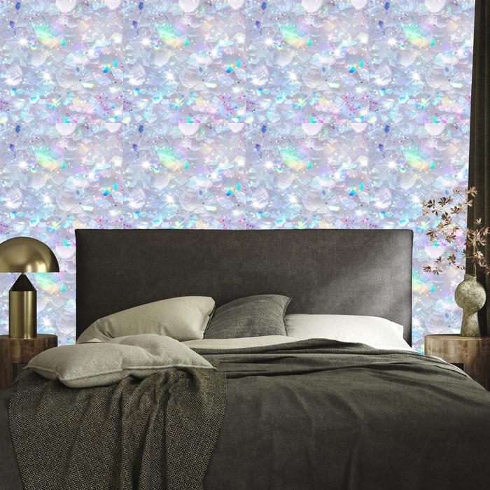 Iridescent glitter azure and light gray wallpaper 50x1000