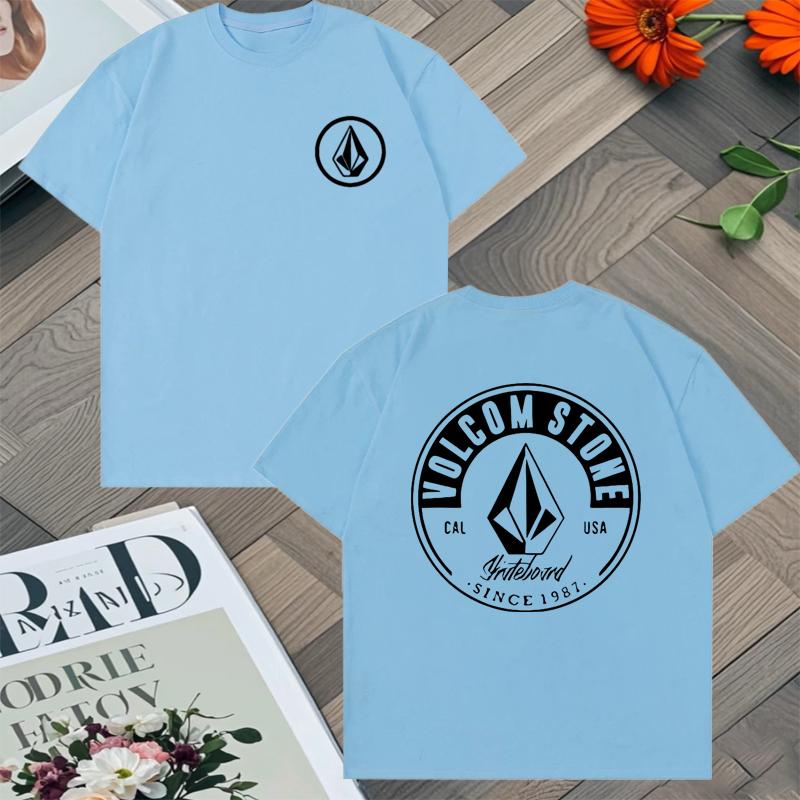 2025 New In Top Volcom Stone Double Sided Printed Oversized Tshirt Unisex Women 100 Cotton Crew Neck Short Sleeve Unisex Tshirts