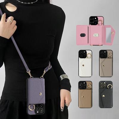 Taška cez rameno Puzdro na telefón pre Apple iPhone - Kožený remienok Držiak na karty Peňaženka na zips Puzdro na telefón odolné proti pádu pre Iphone16/15/14/13/12/11/Promaxplus