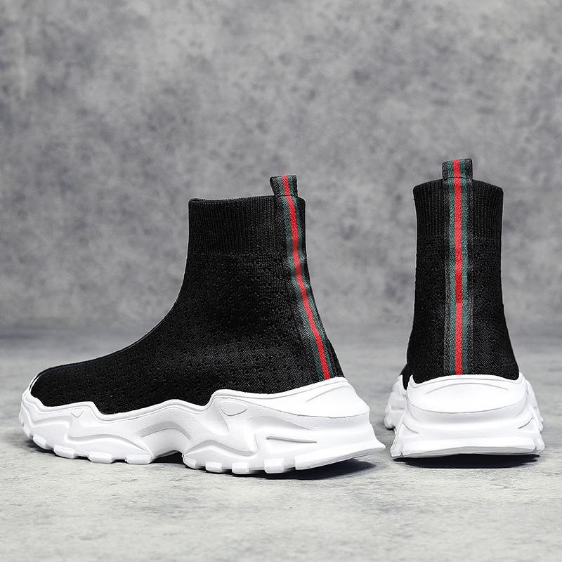 Socken und Schuhe Herren Fly-Woven Mesh Herrenschuhe High-Top Lazy One-Pedal Casual Einzelschuhe Übergröße Sport Herrenschuhe