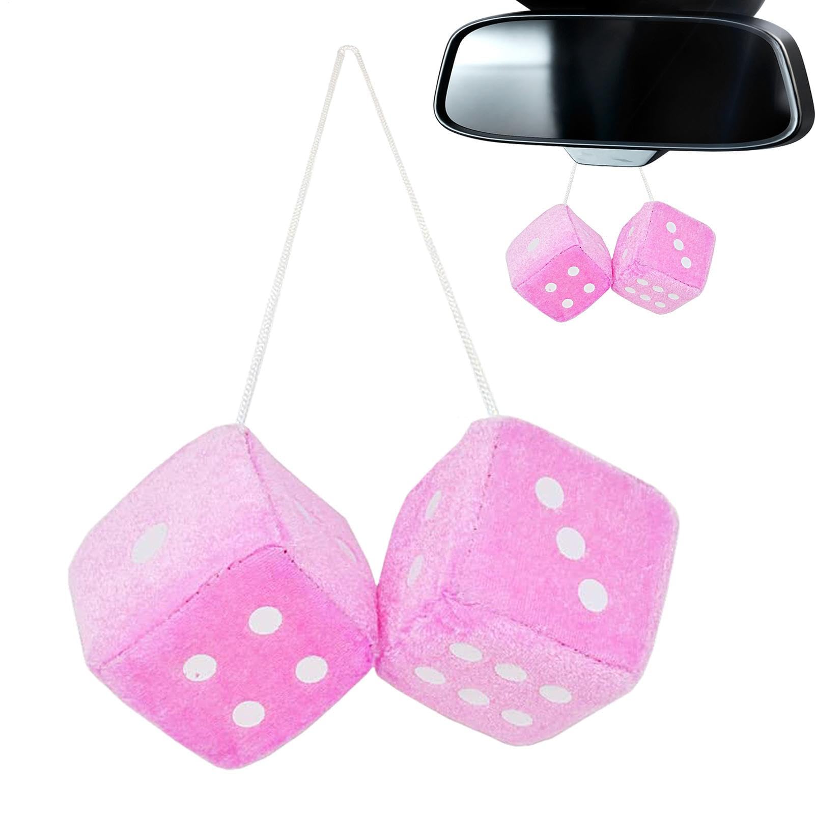 Fuzzy Dice for Car Mirror - Plush Dice Rearview Mirror One Size