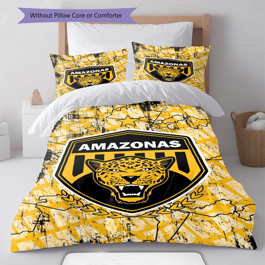 Amazonas FC Logo Muster Bettwäsche Set Bettbezug Kissenbezug Heimdeko Geschenk (1 Bettbezug + 2 Kissenbezüge, ohne Füllung)