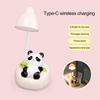 Panda Night Light LED Desk Nightstand Reading Lamp with Drawer Dimmable Rechargeable Panda Table Lamp for Kids' Room Bedroom