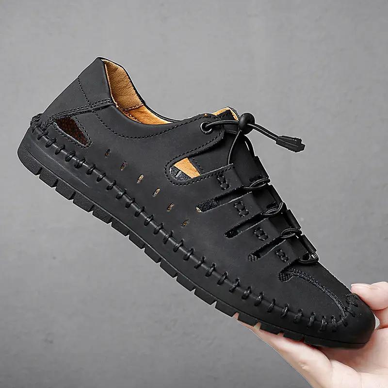 Fashion Genuine Leather Man Sandals Hole Clearance Sale Luxury 2025 Wholesale Summer Styles High Quality Number 41 Color H Shoes for Men