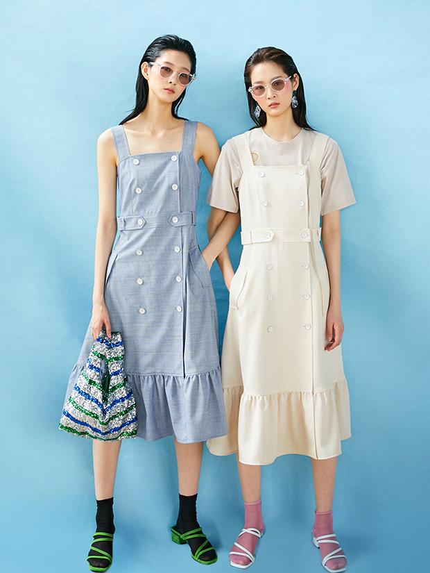 The Studio K 19Ss Check Trench Dress_Navy