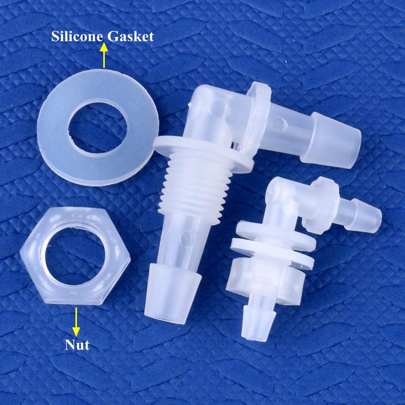 Pagoda Perforated Elbow Connector + Silicone Gasket Aquarium Tank Adapter Garden Water Hose Joint M6~G1/2 Thread To 2.4-11.1mm