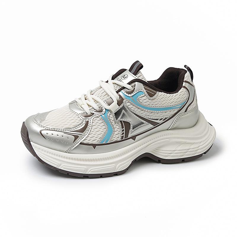 Star with the same versatile casual dad shoes women's 5 Spring Festival new color matching thick-soled heightening sports shoes