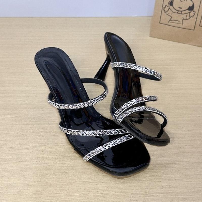 Mode 2025 Lente Zomer Nieuwe Dames Crossbody Riem Effen Kleur Hoge Hak Sandalen Sexy Open Teen Dunne Hak Eendelige Riem