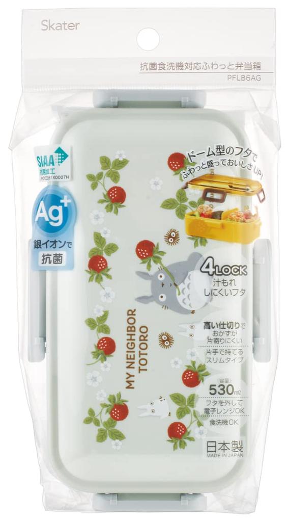 Skater Bento Single Made in Dishwasher and Microwave Ghibli Totoro Raspberry Box, 530ml, Tier, Japan, Leak-Resistant, 4-Point Lock, Safe, Design,