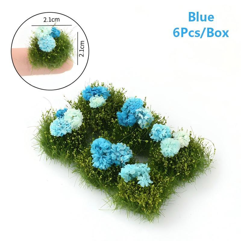 Model Mini Artificial Flower Cluster 6Pcs for Diorama Sand Table Railroad Scenery Layout Realistic Plant Decor Set