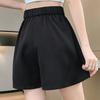 Women's High Waist Pleated A-Line Wide-Leg Shorts - Large Size, Black, Summer Versatile Skirt-Style Pants