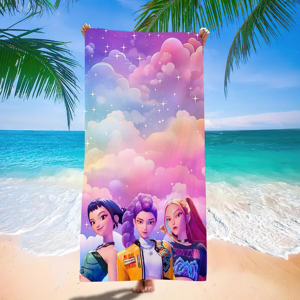 Trend Character Digital Print Double Sided Flannel Microfiber Beach Towel Quick Dry Absorbent Bath Towel