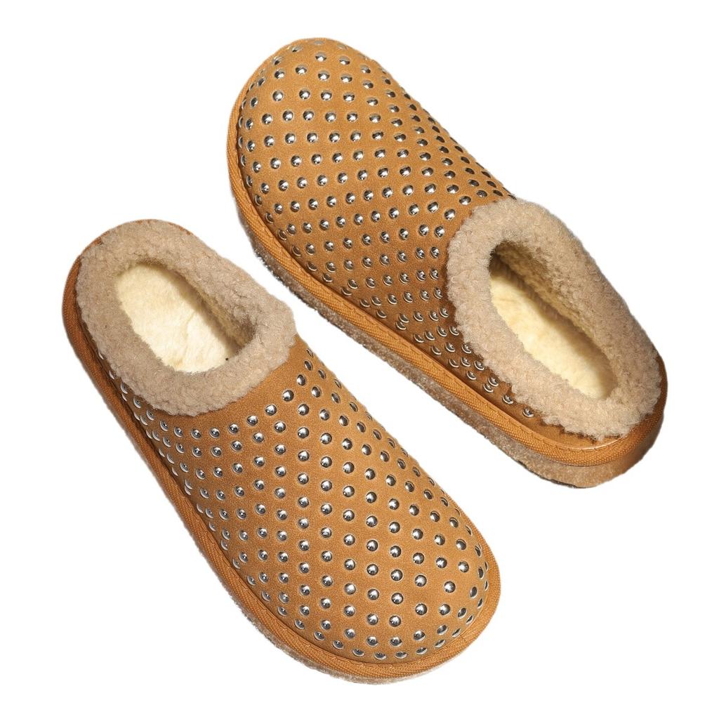 Fashion Autumn Winter Fashion Platform Slippers for Women 2025 Rhinestone Warm Plush Cotton Shoes Comfortable Non-slip Home Slippers