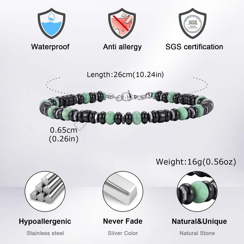 Modisches Boho Naturstein Fußkettchen für Herren Edelstahl Perlen Kette Fußkettchen Wasserdicht Fußschmuck Sommer Strandparty