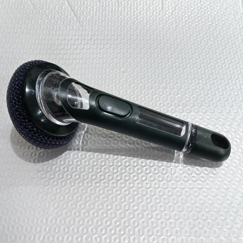 Automatic Liquid-Dispensing Long Handle Kitchen Cleaning Brush with Steel Wool