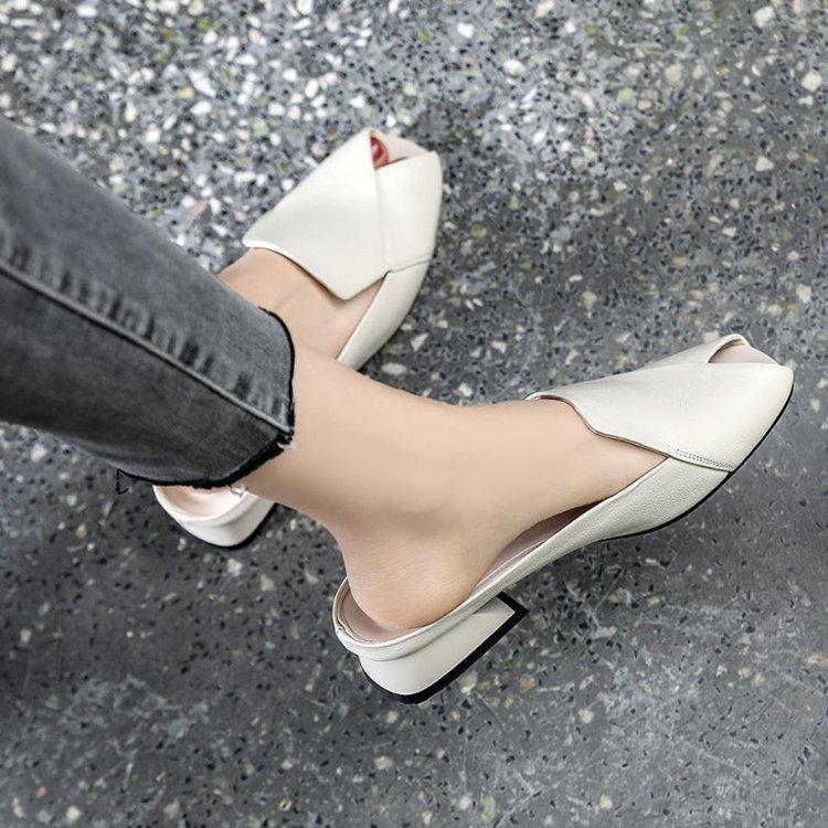 Low-heeled Fish-mouth Style Women's Shoes, New Arrivals, Large Size, Sandals, Slippers Devotion