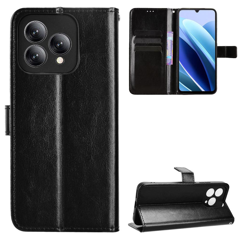 

Для Cubot A40 Чехол из искусственной кожи с ремешком Текстура Безумная лошадь Чехол-кошелек для телефона Black