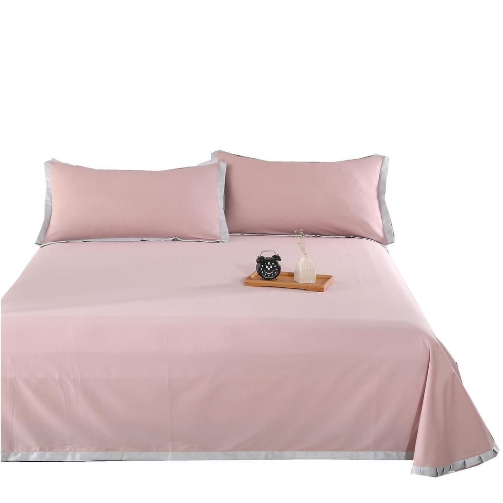 Solid Color Cotton Three-Piece Bedding Set for Single/Double Bed