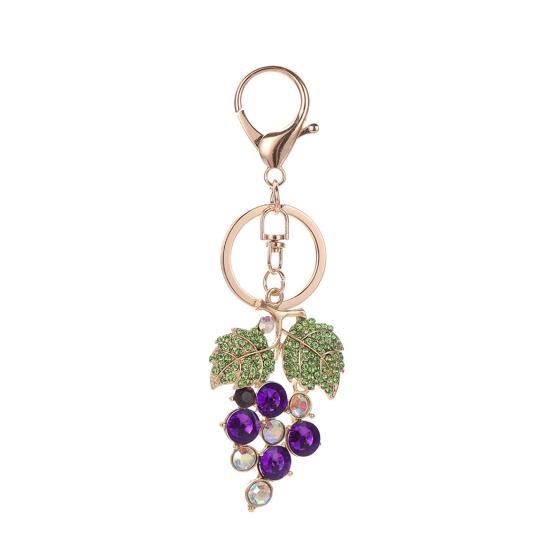 

Keychain Pendant Sparkling Rhinestones Inlaid Three-Dimensional Grape Shape Key Chain Lightweight Car Bag Decorative Accessory фіолетовий