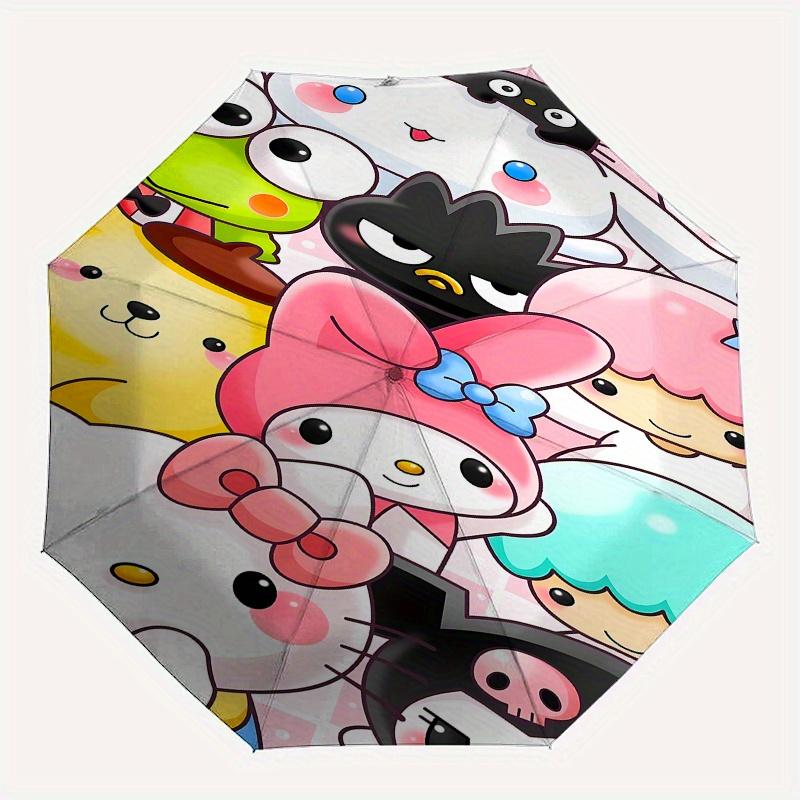 Kawaii Automatic Open/Close Umbrella-Cute Umbrella with Cute Design, Portable 3-Fold Compact Umbrella for Men & Women, Halloween Christmas G
