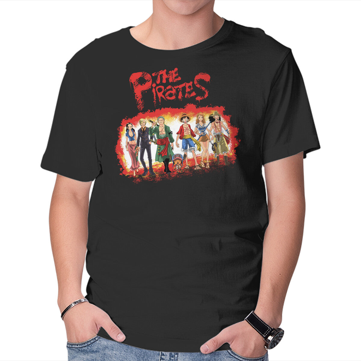 Unisex Crew Neck T-Shirt The Straw Hat Pirates Graphic Short Sleeve Casual Tee L
