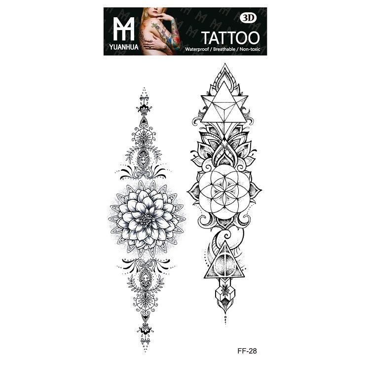 Plain Flower Bohemian Blue Rose Mermaid Waterproof Tattoo Sticker Simulation Water Transfer Sample Sticker