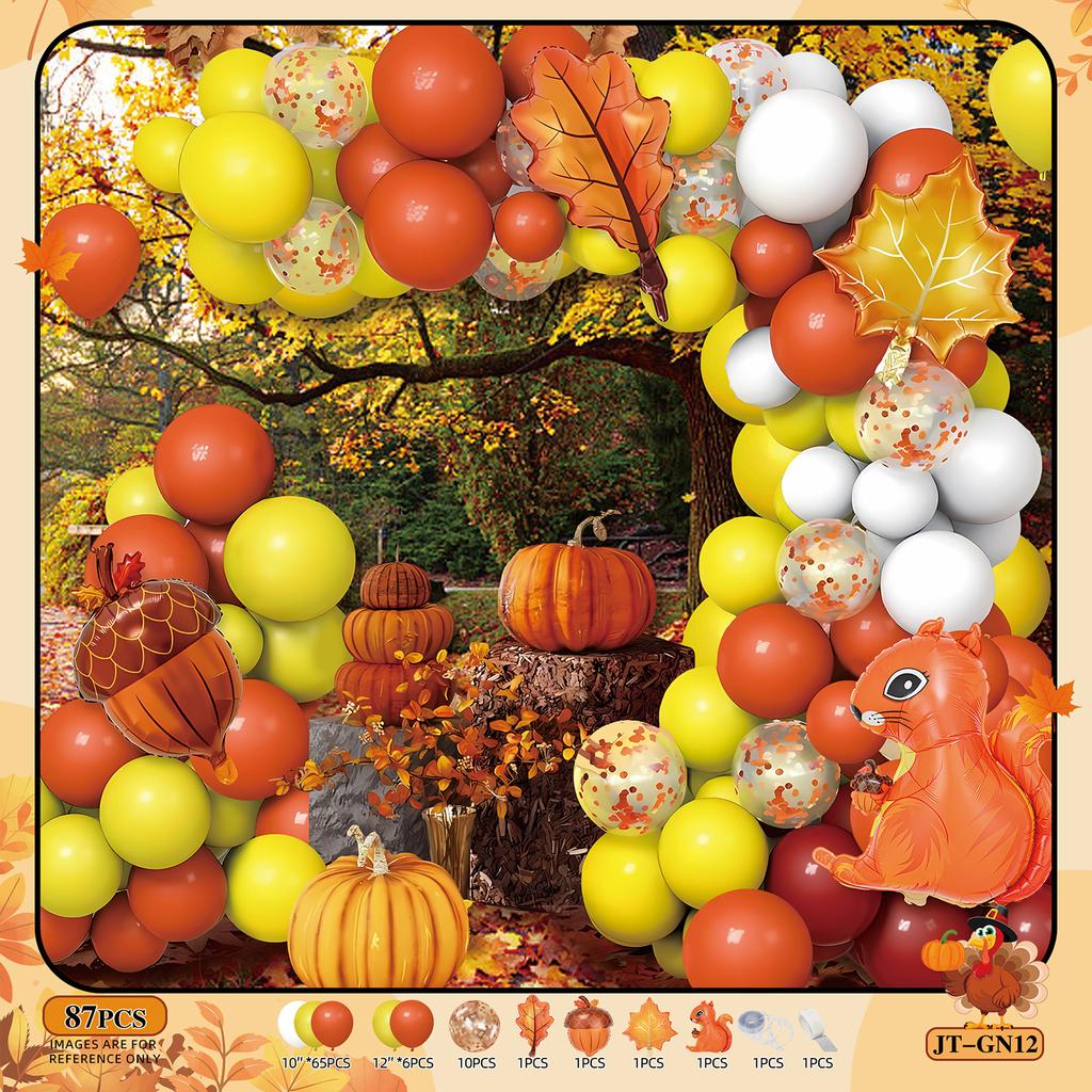 Thanksgiving Orange Balloon Chain Fall Themed Party Decoration Birthday Wedding Scene Decoration Balloon Arch