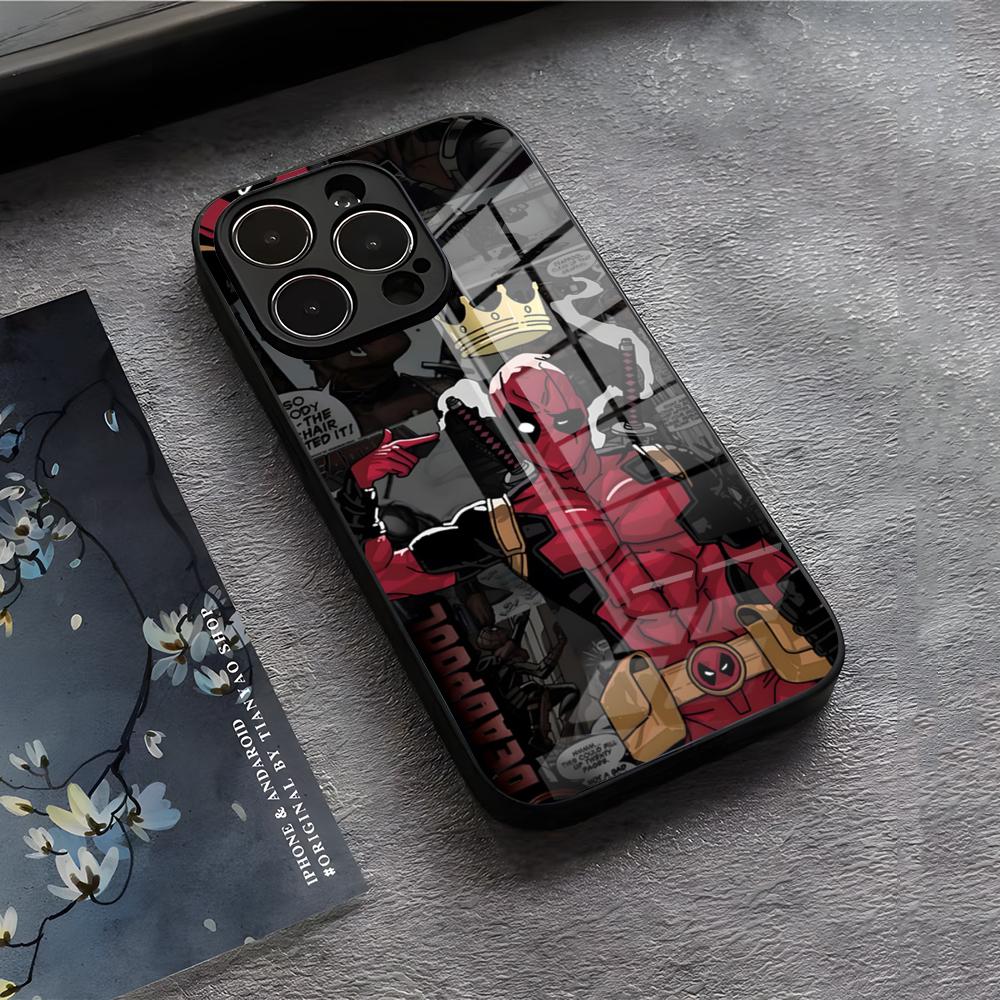 

Cool D-deadpoolS Cute Phone Case For IPhone 17 Air 16 E Pro Max 15 14 13 Mini 12 Pro 11 Max Plus Black Glass Cover iPhone 16e