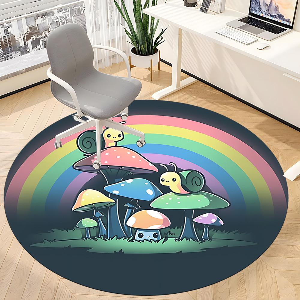 1pc Mushroom Snail Office Round Area Rug, Under Office Chairs Bedroom Living Room Home Decor, Room Deco, Available In Various Sizes