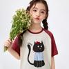 Mädchen-T-Shirt mit Kätzchen-Print aus reiner Baumwolle