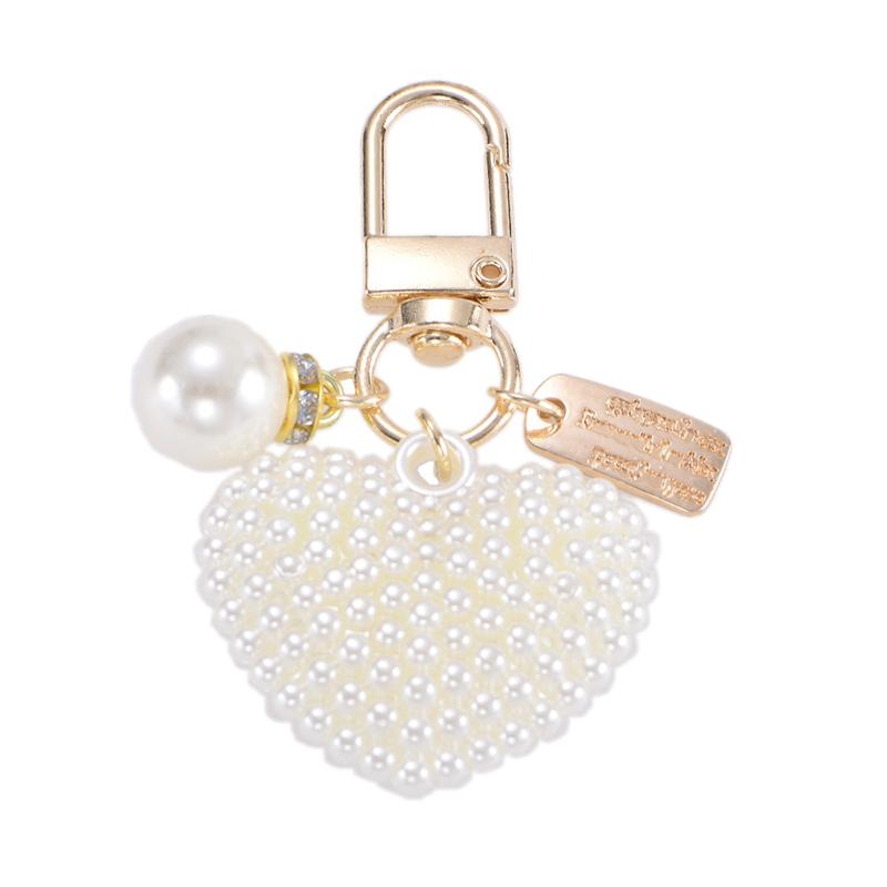 Minimalist Pearl Keychain DIY Charm Pendant Anti-lost Car Key Accessory Lovely Gift for Women Teens School Use