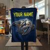 Custom Name,Nashville Predators Printed Flannel Blanket, soft throw for bedroom sofa, washable, Christmas present, great gift.
