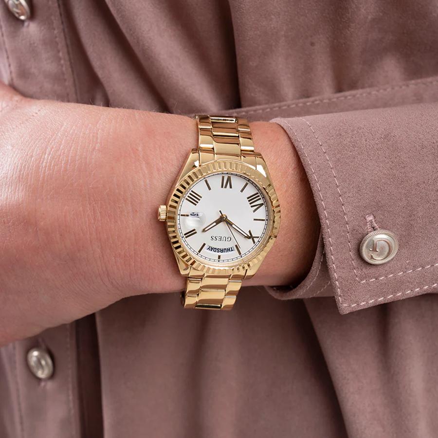 Guess Gold Stainless Steel Strap Women's Quartz Watch with Date - GW0308L2
