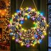 Seasonal Holiday Crafting Set Christmas Diamond Painting Wreath Kit with LED String Lights, Snowman Pearl Art Shiny Acrylic Craft for Adults,