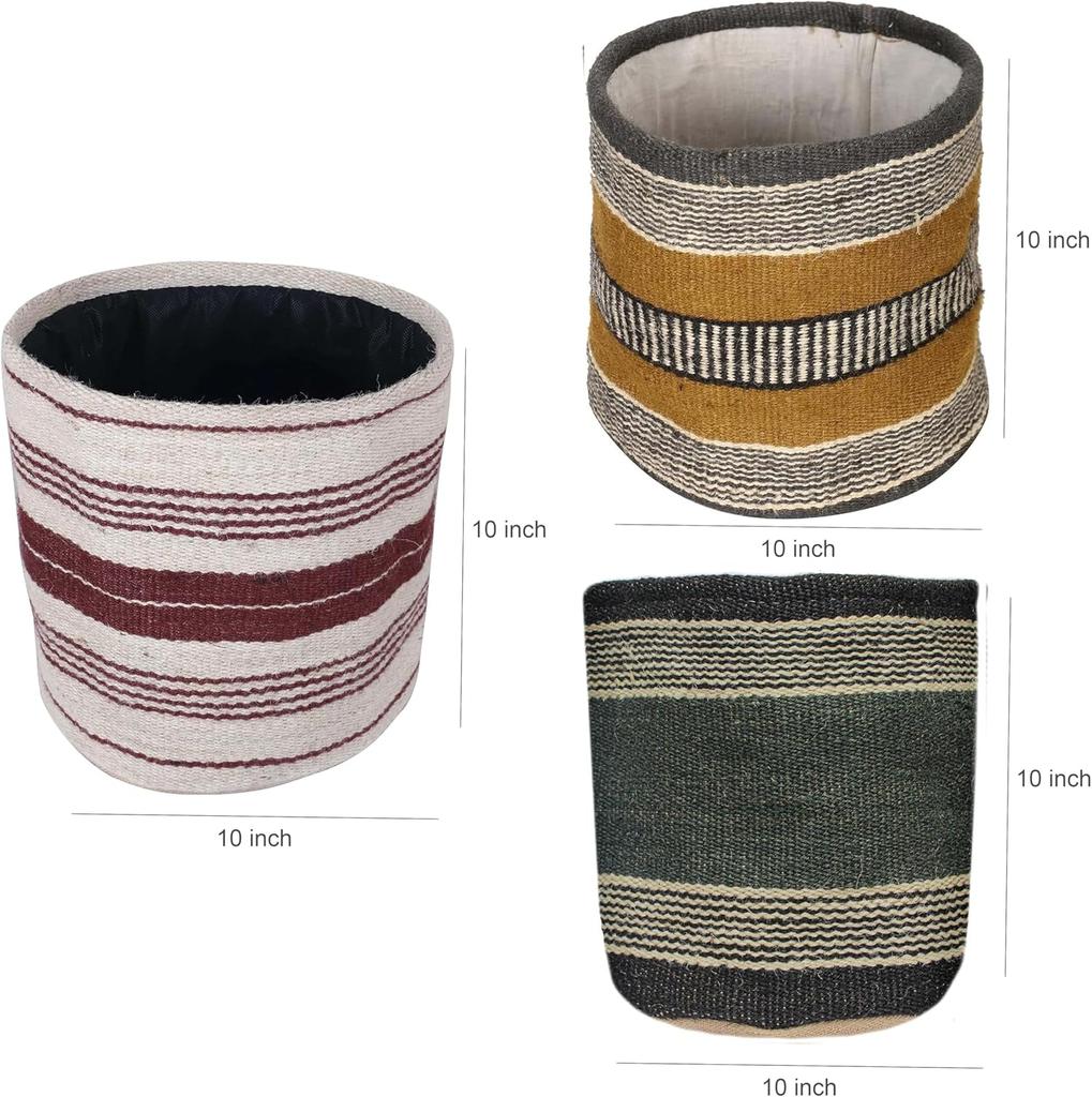 Sturdy Jute Plant Basket Modern Woven Basket for 10" Flower Pot Floor Indoor Planters, Storage Organizer Basket Rustic Home Décor Plant Containers