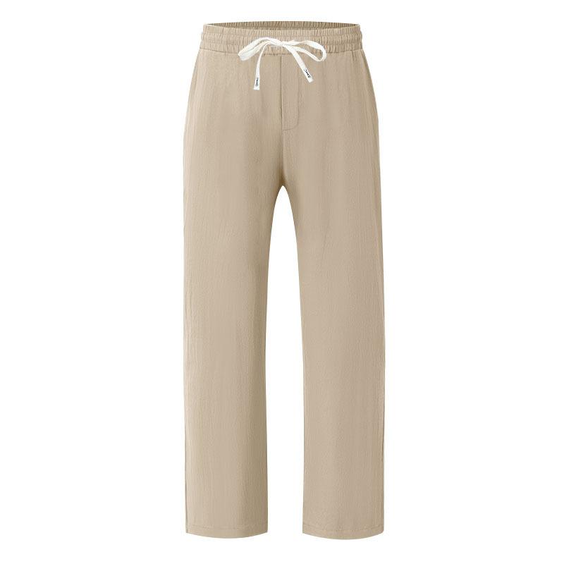 Men’s Summer Linen Plus-Size Loose-Fit Trousers with Elasticated Waist – Breathable, Relaxed-Fit Cotton-Linen Trousers for The Beach and Leisure