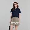 Chuyu Women's Retro Striped Polo Shirt