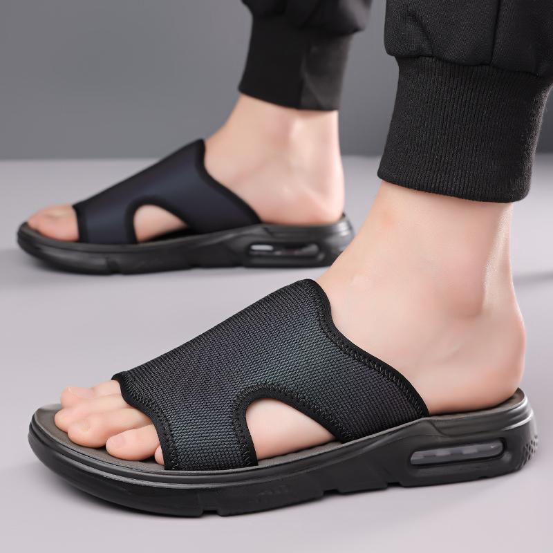 Fashion Comfortable Slip On Mens Half Drag Beach Cool Slippers Men's Office Flats Mesh Cloth Walking Shoes Non-Slip Man Casual Shoes
