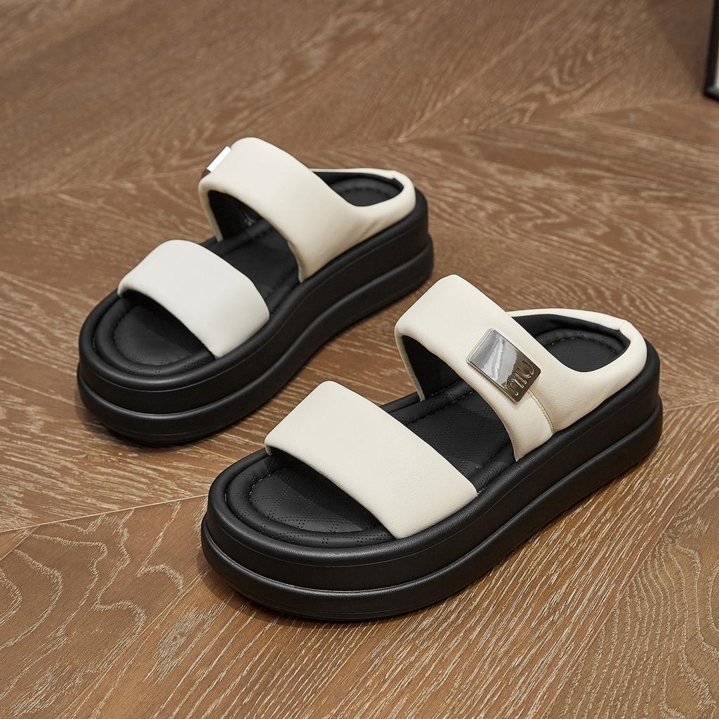 Slippers women wear summer new thick bottom heightening clouds casual versatile sports one word cool slippers