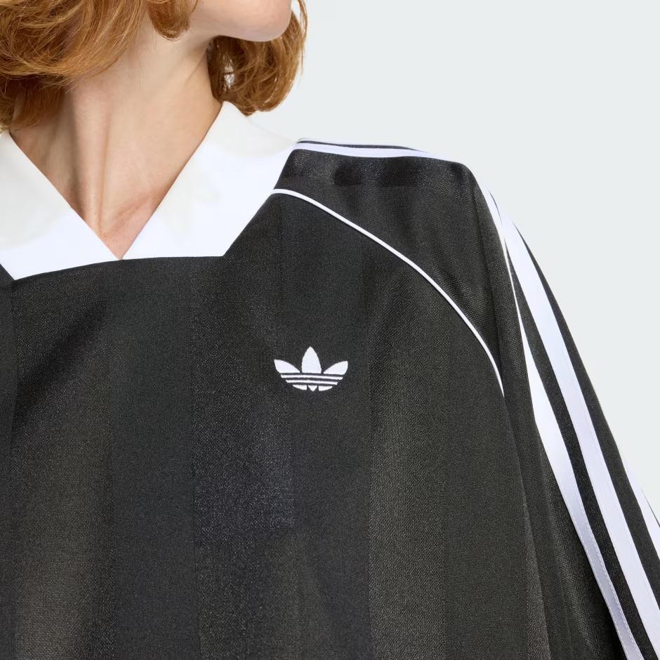 adidas Tricou Original cu dungi 3 Stripes, tricotat jacard, cu decolteu în V, pentru femei, Topuri KD2904