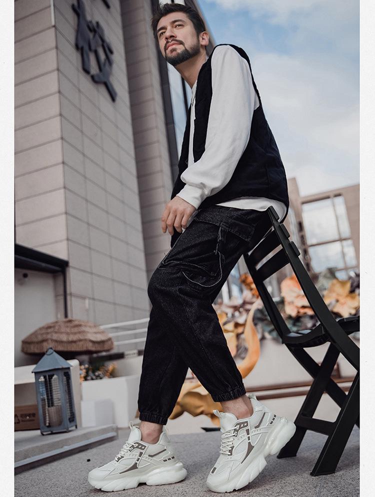 Men's Breathable Mesh Sneakers - 8cm Height Boost, Thick Sole, Running Casual Dad Shoes for Autumn & Winter