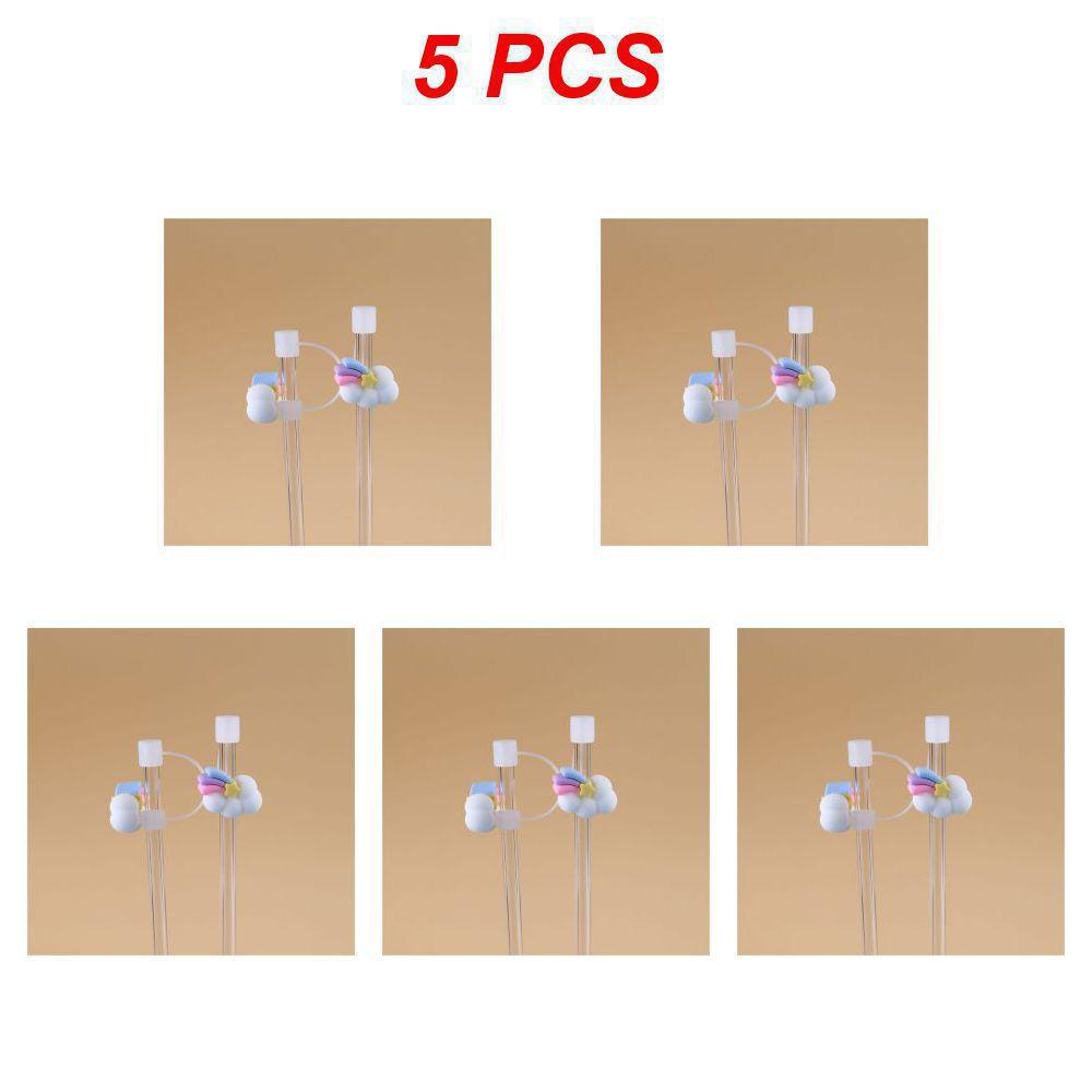1/3/5PCS Glass Straw Stainless Steel Straw Silicone In Summer High Temperature Resistance Silicone Cup Lid Cover Dust Plug
