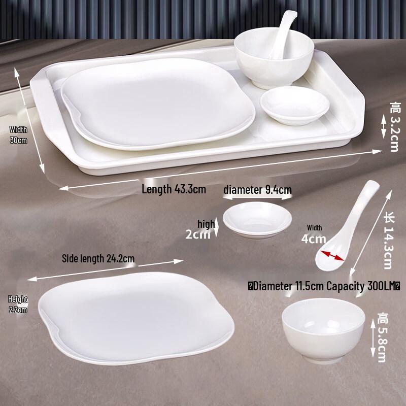 Ru Han 4-Piece Commercial Melamine Canteen Tableware Set