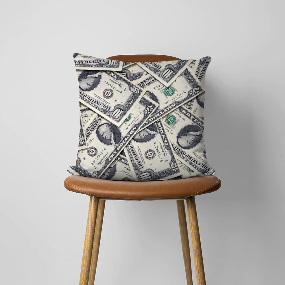 Cuscino Stampa Denaro Copricuscino Dollaro Contanti Federa Cuscino Arte Casa Divano Soggiorno Ufficio Caffetteria Cuscino Auto
