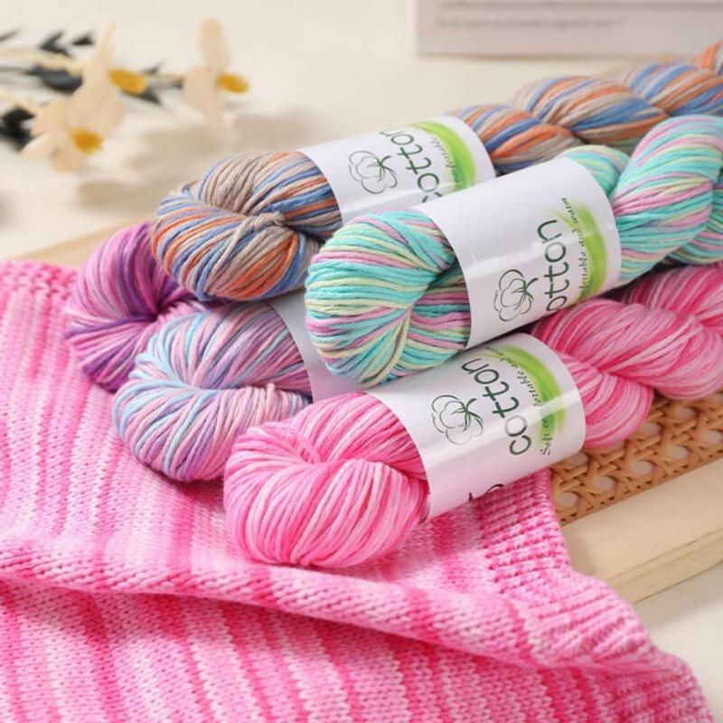 50g Pure Cotton Dopamine Hand Dyed Gradual Change Wool Thread Segment Yarn DIY Knitting Woven Baby Sweater Scarf Ball