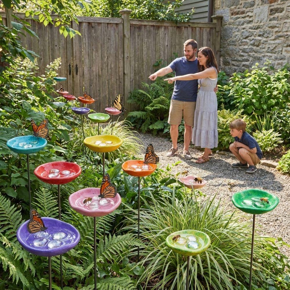 Metall Blume Biene Bewässerungsstation Wasserspender Vogeltränke Bienenstockwerkzeuge