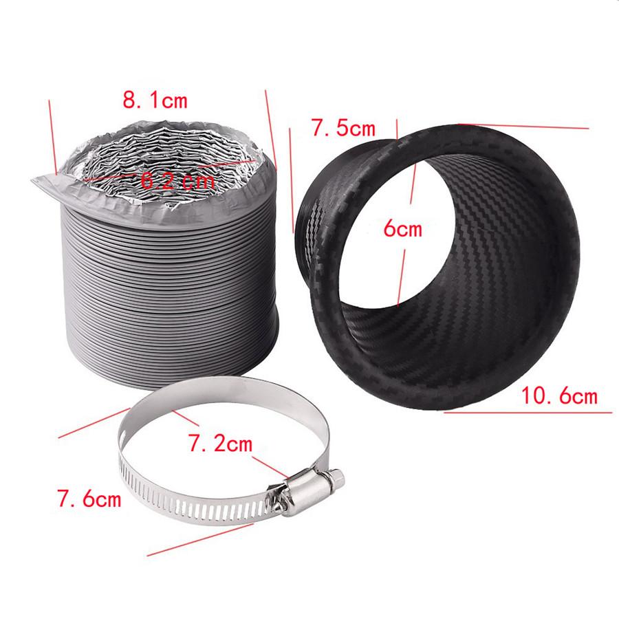 Universal Car SUV Front Bumper Turbo Air Intake Pipe Turbine Inlet Pipe Air Funnel Kits Carbon Fiber Color