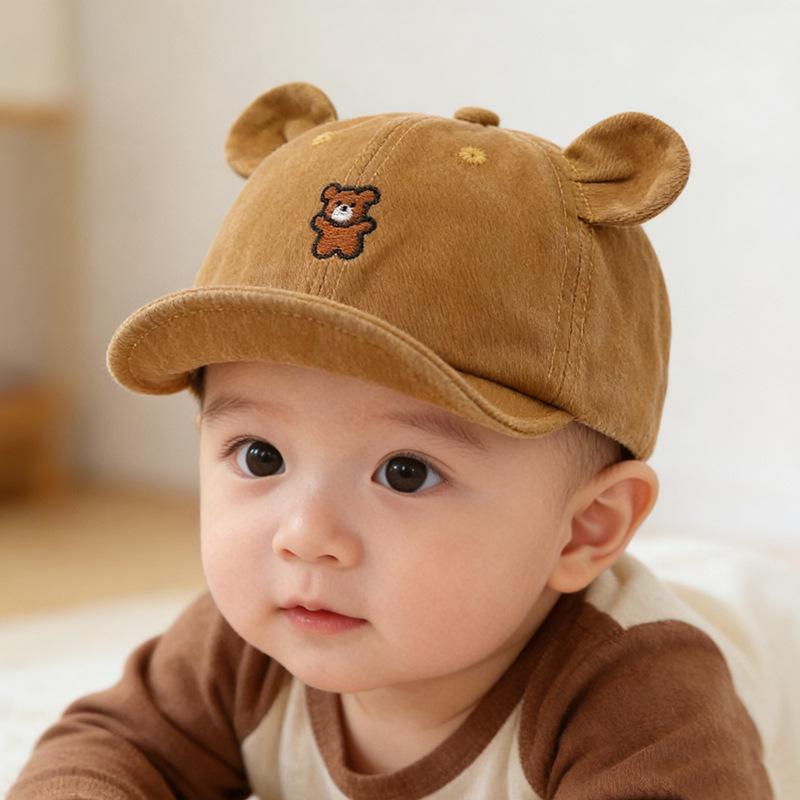 Korean Baby Hat: Spring/Autumn Unisex Toddler Bear Baseball Cap, Cute Soft Brim Duckbill Design