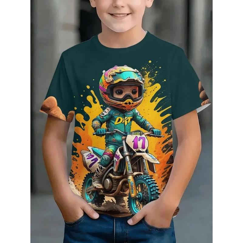 Fashion Children's Clothing Crew Neck Short Sleeve 3D Casual Color Printing Casual Short Sleeve Crew Neck T-Shirt