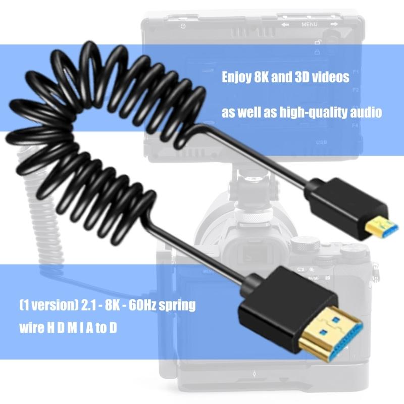 Adjustable 8K UHD2.1 Version Cord Spring Design Cable Wire Aluminum Foil Shielding for for Laptops Monitors